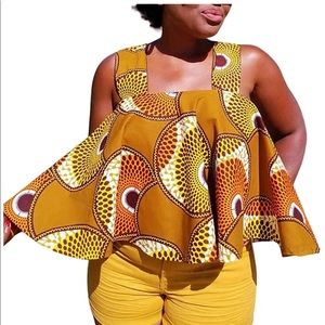 African Print Top Strapless New